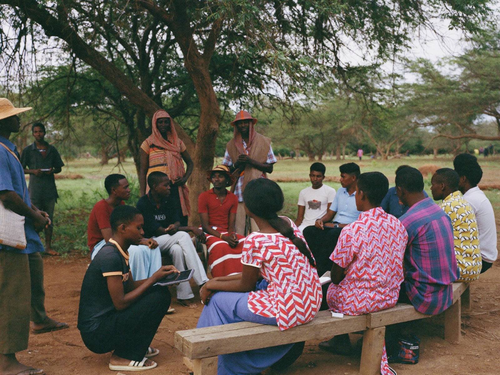 Focus group discussion under an acacia tree